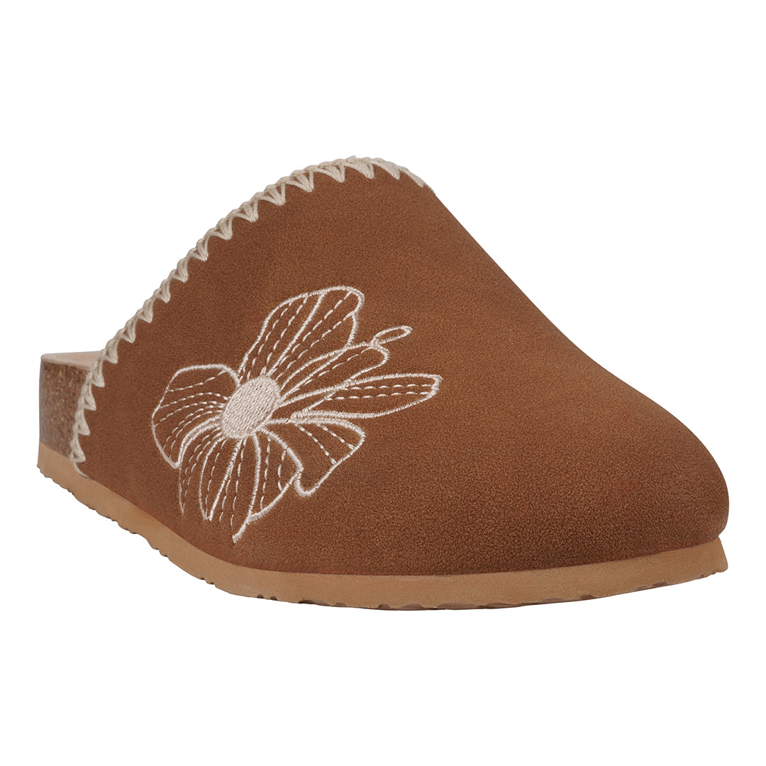 Women's Jamie Cognac Slide Footbed Clogs - Glamourous Grace