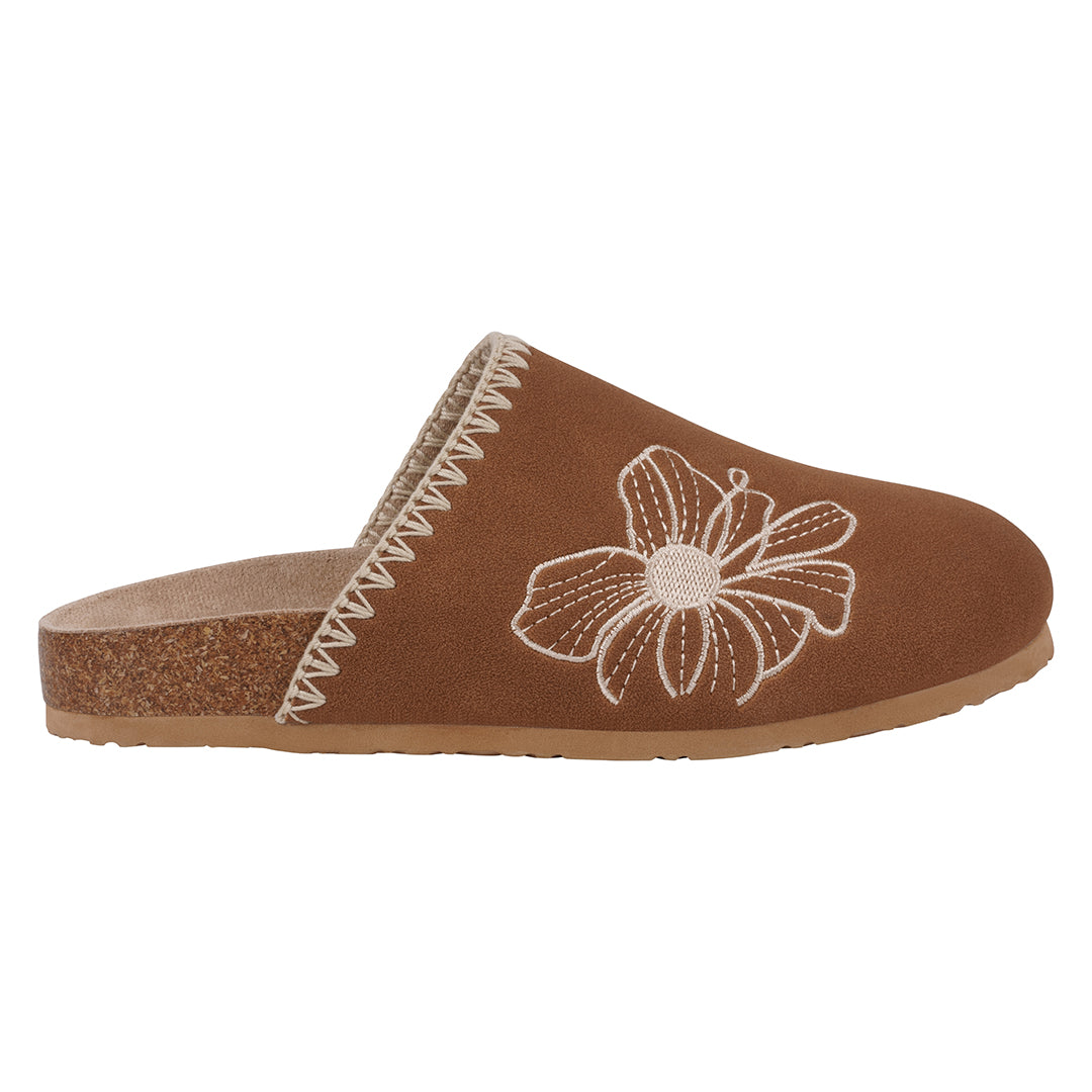 Women's Jamie Cognac Slide Footbed Clogs - Glamourous Grace