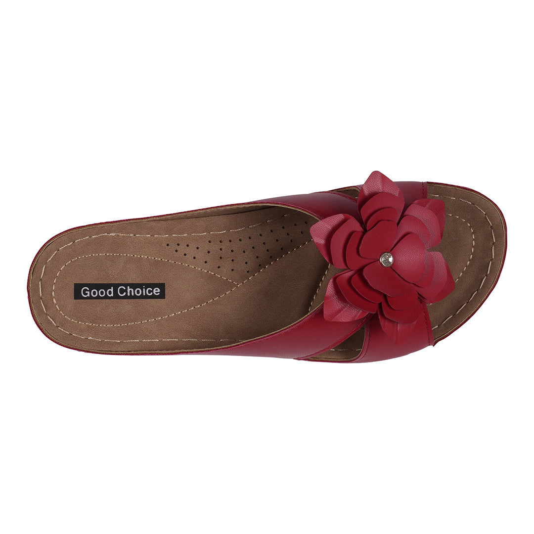 Women's Joy Coral Flower Flat Sandals - Glamourous Grace