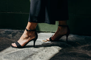 Black suede heels from J.Adams featuring a sleek design suitable for formal and evening wear.
