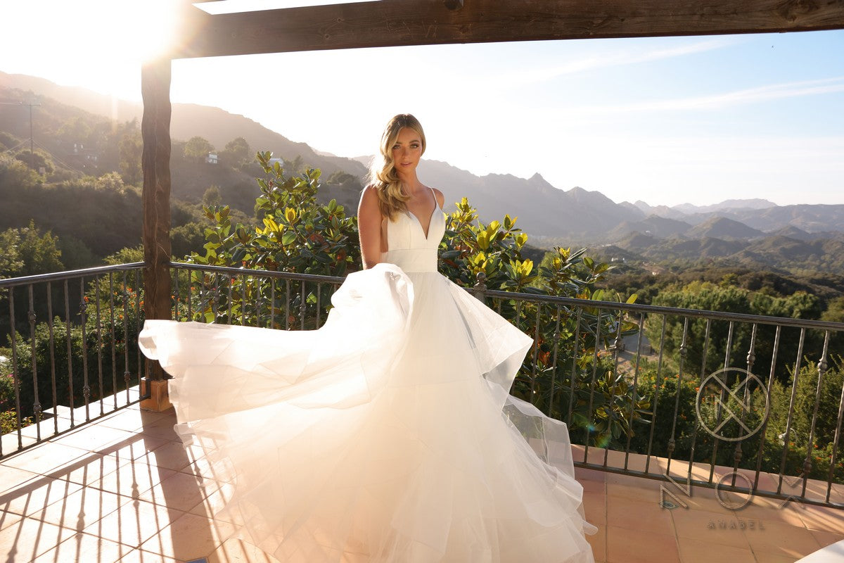 Nox Anabel JE997 Long Sleeveless Layered A-Line Wedding Gown - Glamourous Grace