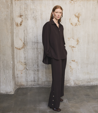 Fluid Jersey Blouse | Dark Chocolate
