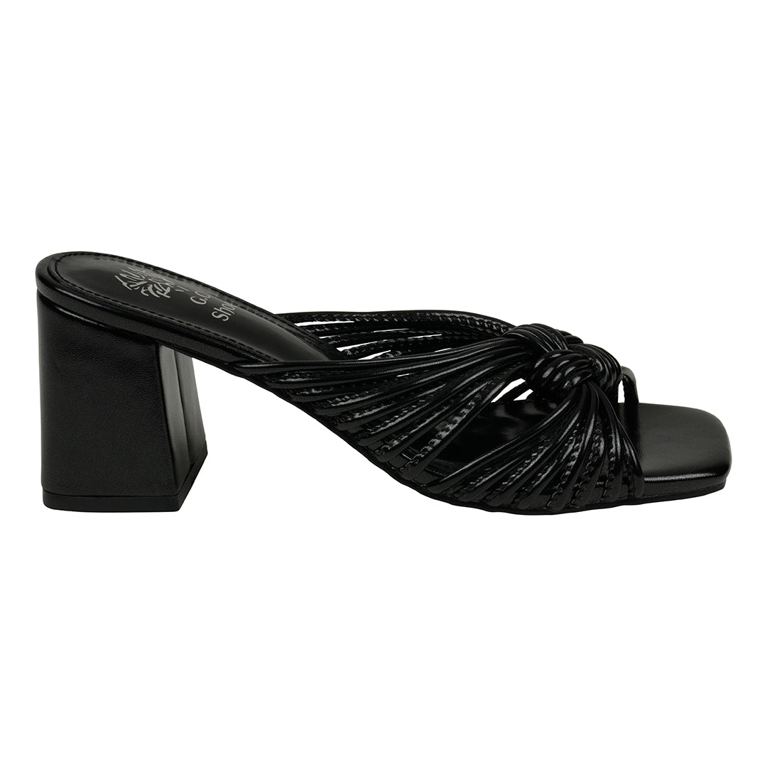 Josie Black Strappy Heeled Sandals - Glamourous Grace