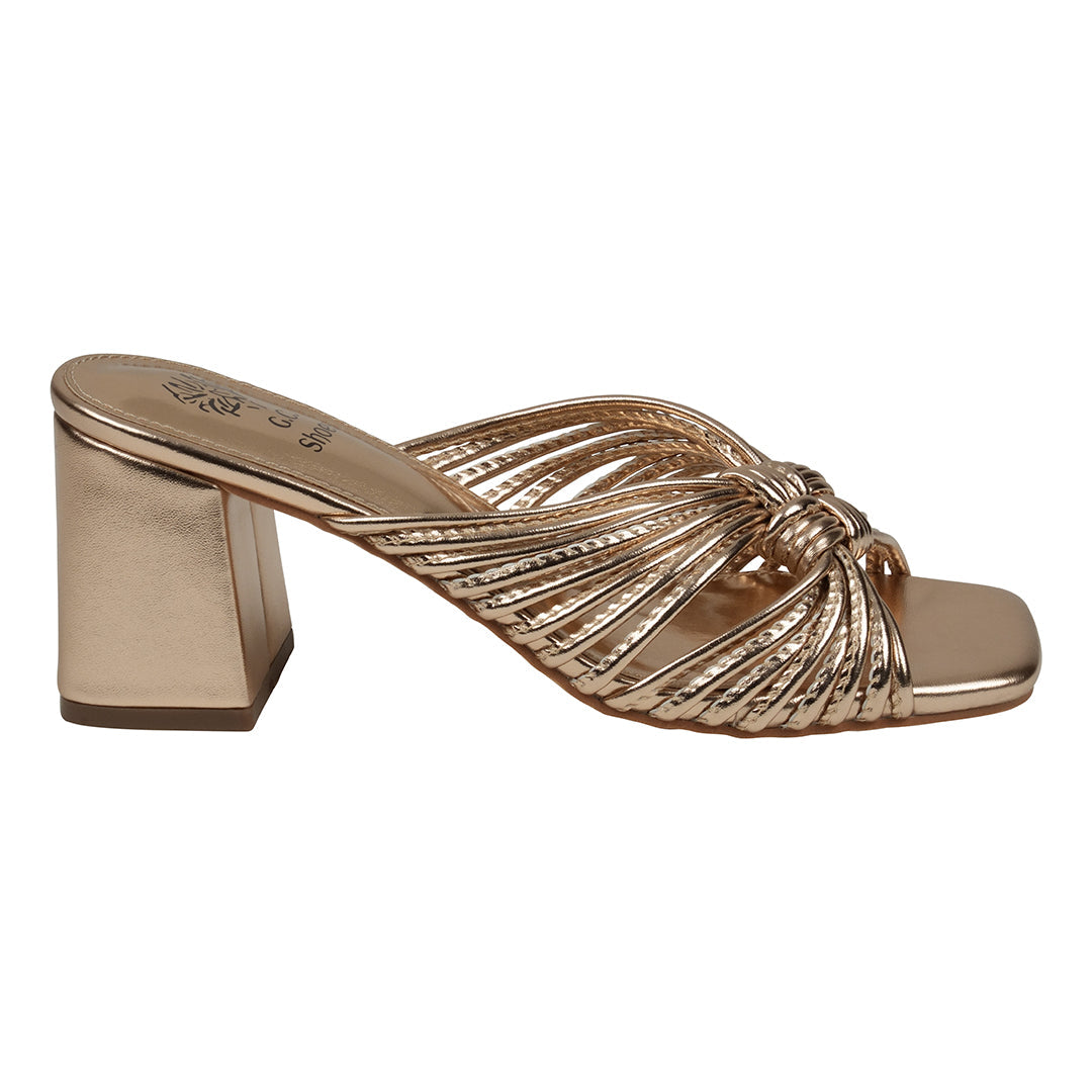 Josie Bronze Strappy Heeled Sandals - Glamourous Grace