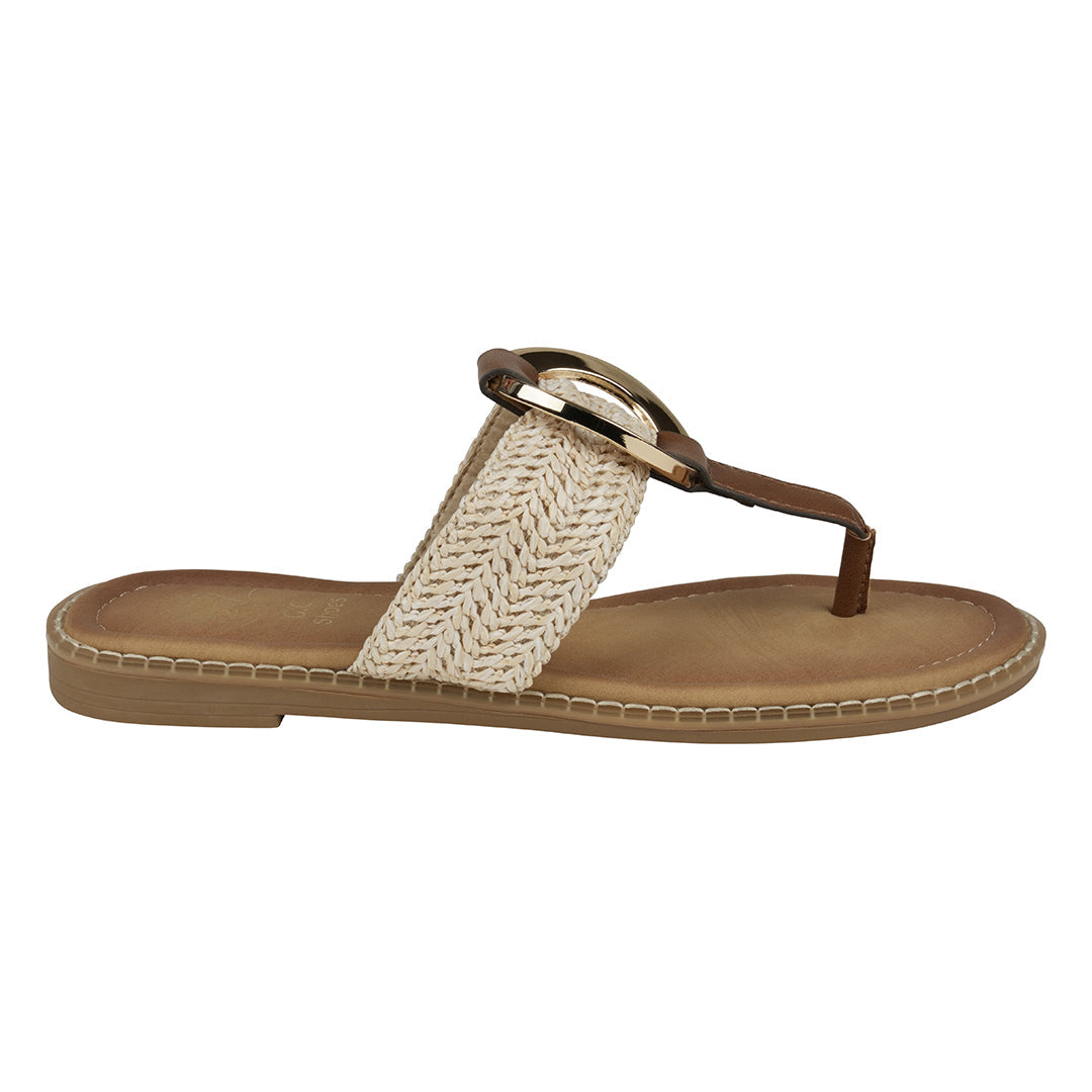 Women's Jovie Natural Thong Flat Sandals - Glamourous Grace