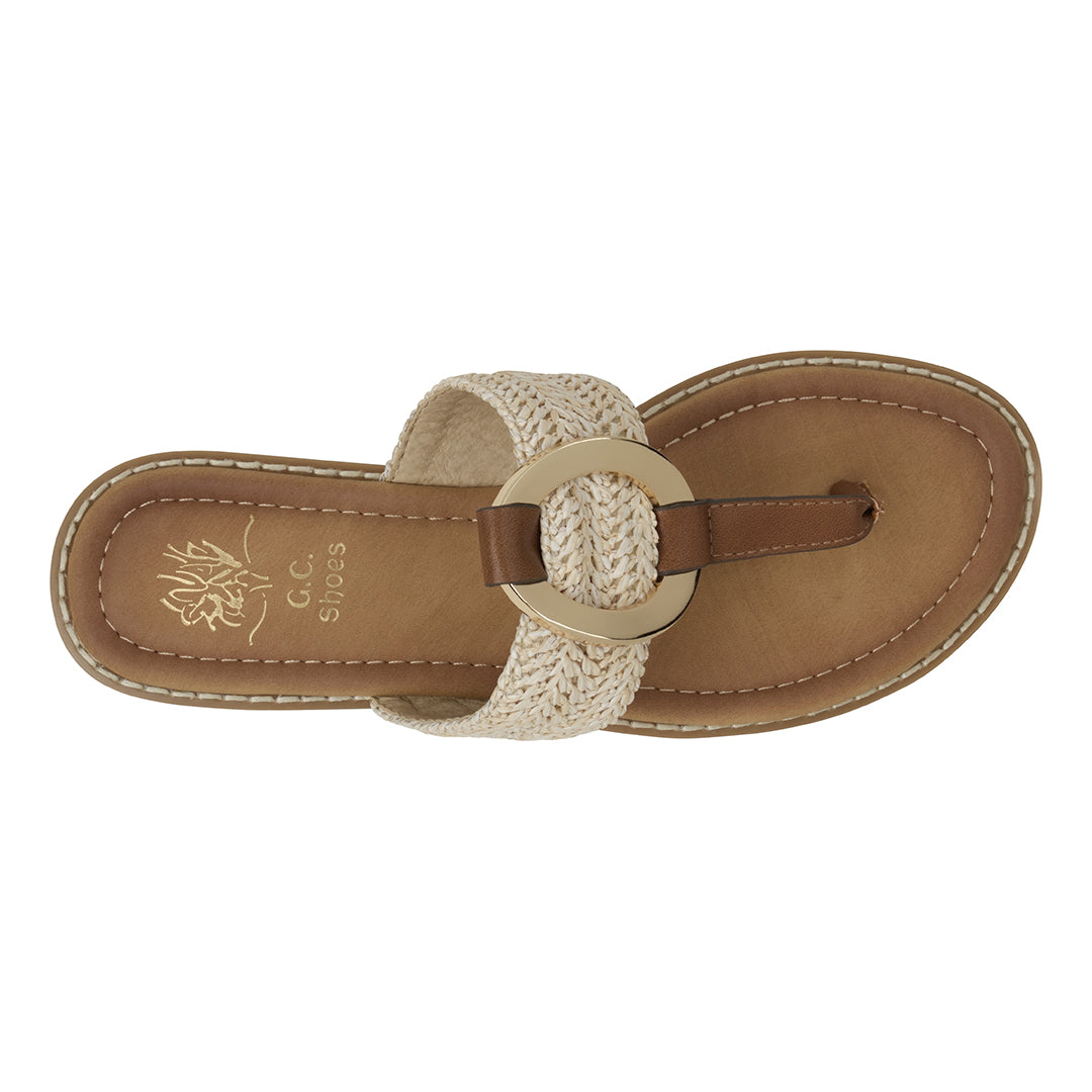 Women's Jovie Natural Thong Flat Sandals - Glamourous Grace