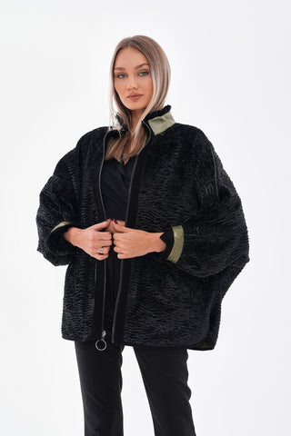 The Rebel Reversible Shearling Olive Green Leather Women Jacket