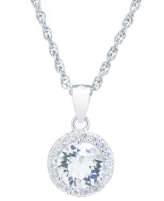 Giani Bernini Crystal and Cubic Zirconia Halo 18in Pendant Necklace