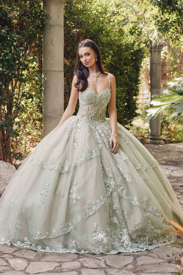 Juliet JT1450J Poofy Sweetheart Corset Boned Quinceanera Ball Gown - Glamourous Grace