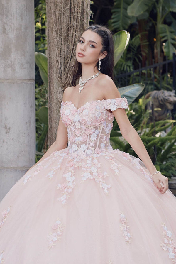 Juliet JT1460J Off the Shoulder Corset Bodice Poofy Quinceanera Gown - Glamourous Grace