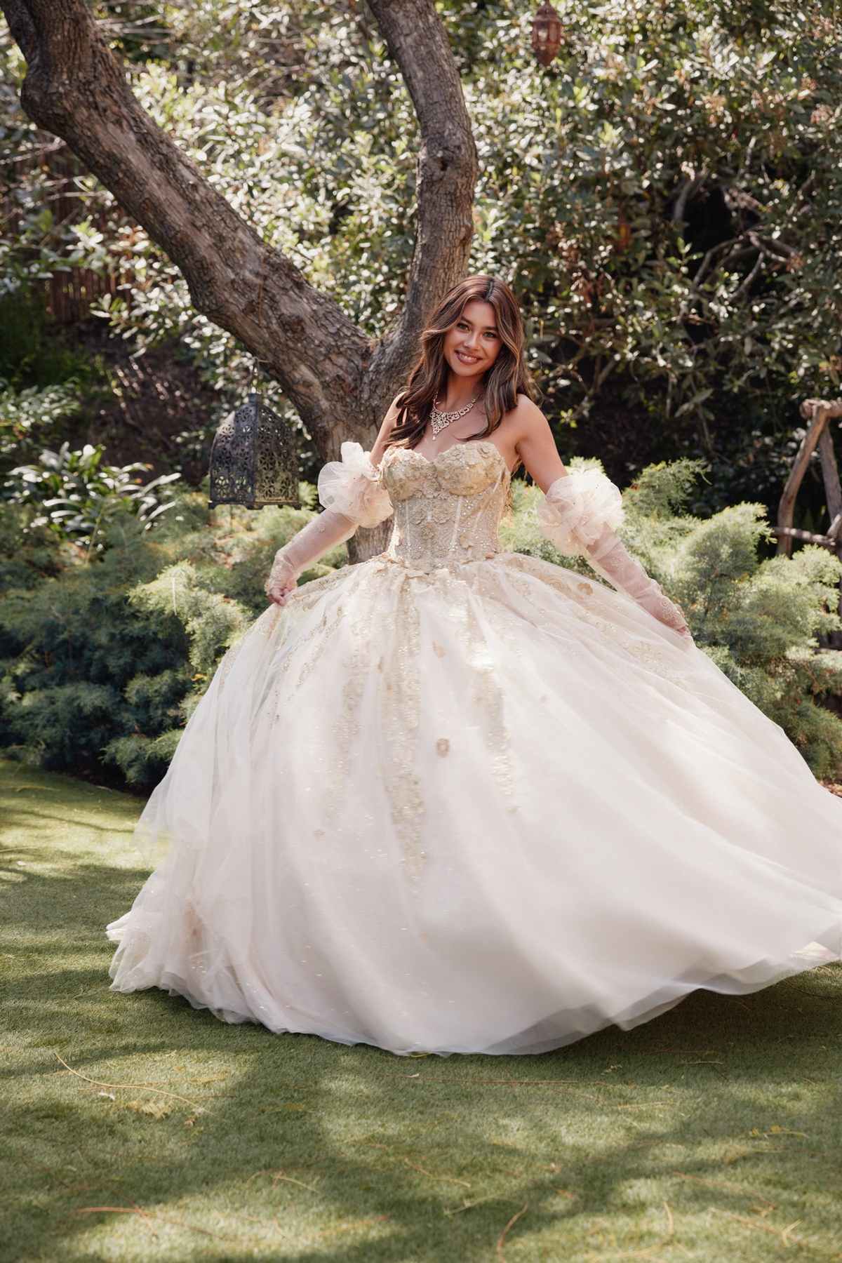 Juliet JT1465H Dress 3d Flowers Applique Puff Sleeve Quinceanera Dress - Glamourous Grace