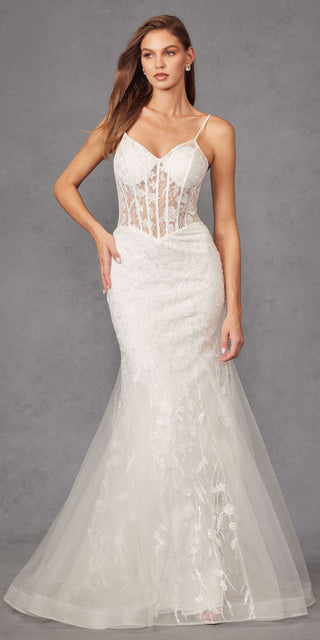 Juliet JT2441SW Long Corset Bodice Embellished Mermaid Wedding Dress