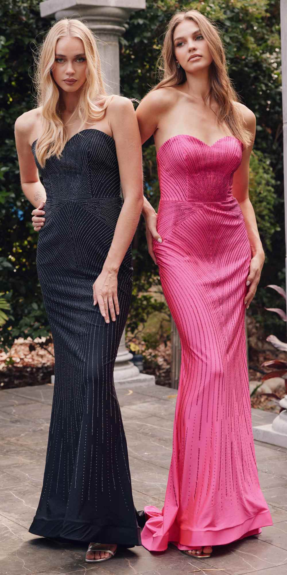 Juliet JT2472R Long Strapless Rhinestone Details Sweetheart Fitted Gown - Glamourous Grace