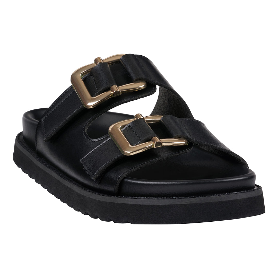 Women's Juno Black Slide Footbed Sandals - Glamourous Grace
