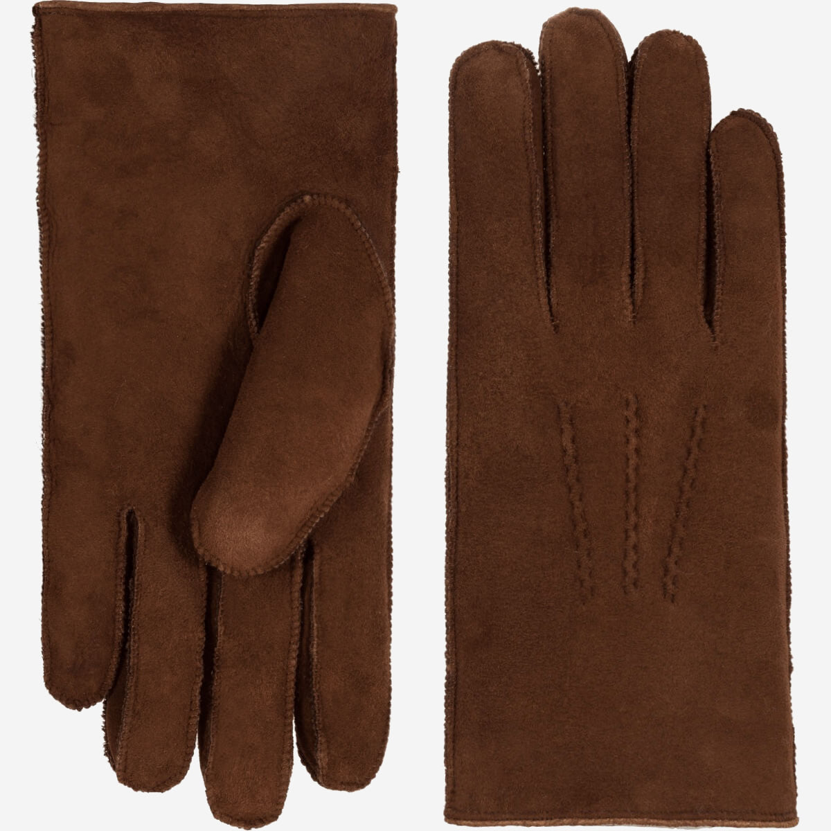 Jack (brown) – Suede leather gloves with luxurious sheep fur lining - Glamourous Grace