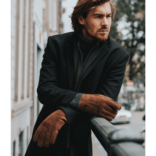 Jack (brown) – Suede leather gloves with luxurious sheep fur lining - Glamourous Grace