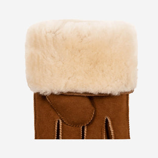 Jack (camel) – Suede leather gloves with luxurious sheep fur lining - Glamourous Grace