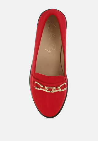 Jacop Micro Suede Metal Chain Link Loafers - Glamourous Grace