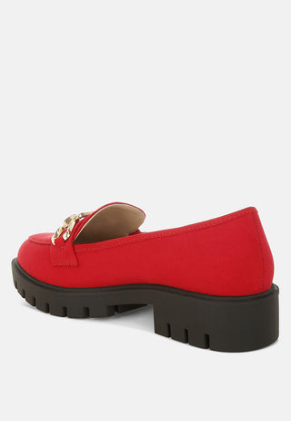 Jacop Micro Suede Metal Chain Link Loafers - Glamourous Grace