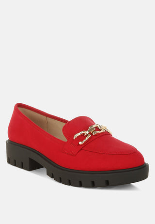 Jacop Micro Suede Metal Chain Link Loafers - Glamourous Grace