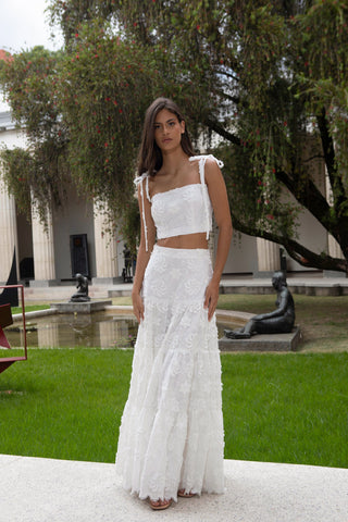 JULIETA SKIRT IN EMBROIDERY GARDEN OFF WHITE - Glamourous Grace