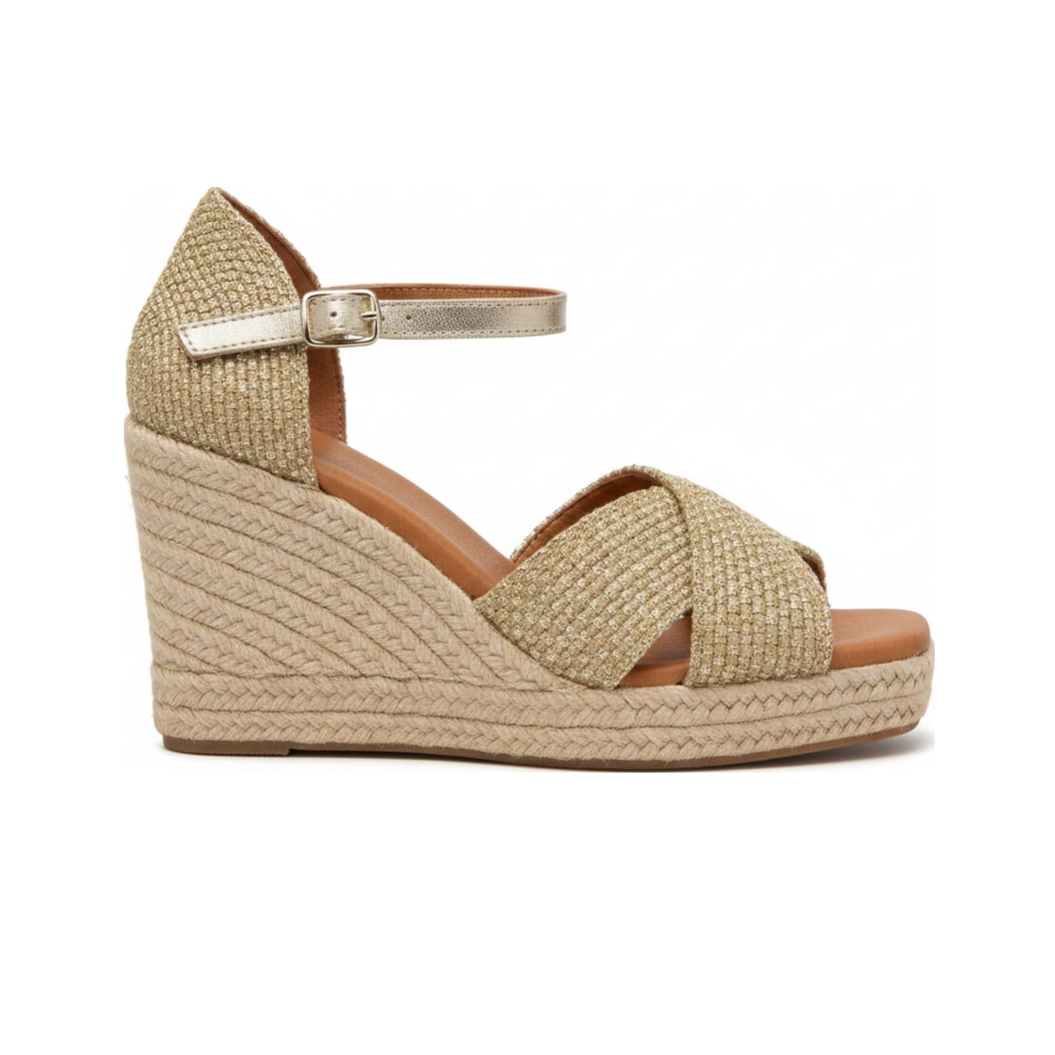Jimena Mid Double Band Gold-Linen - Glamourous Grace