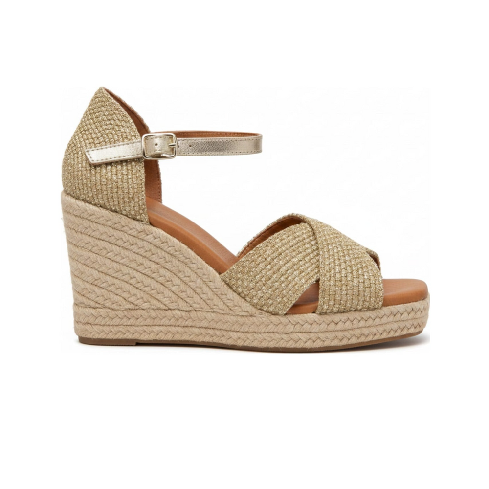 Jimena Mid Double Band Gold-Linen - Glamourous Grace