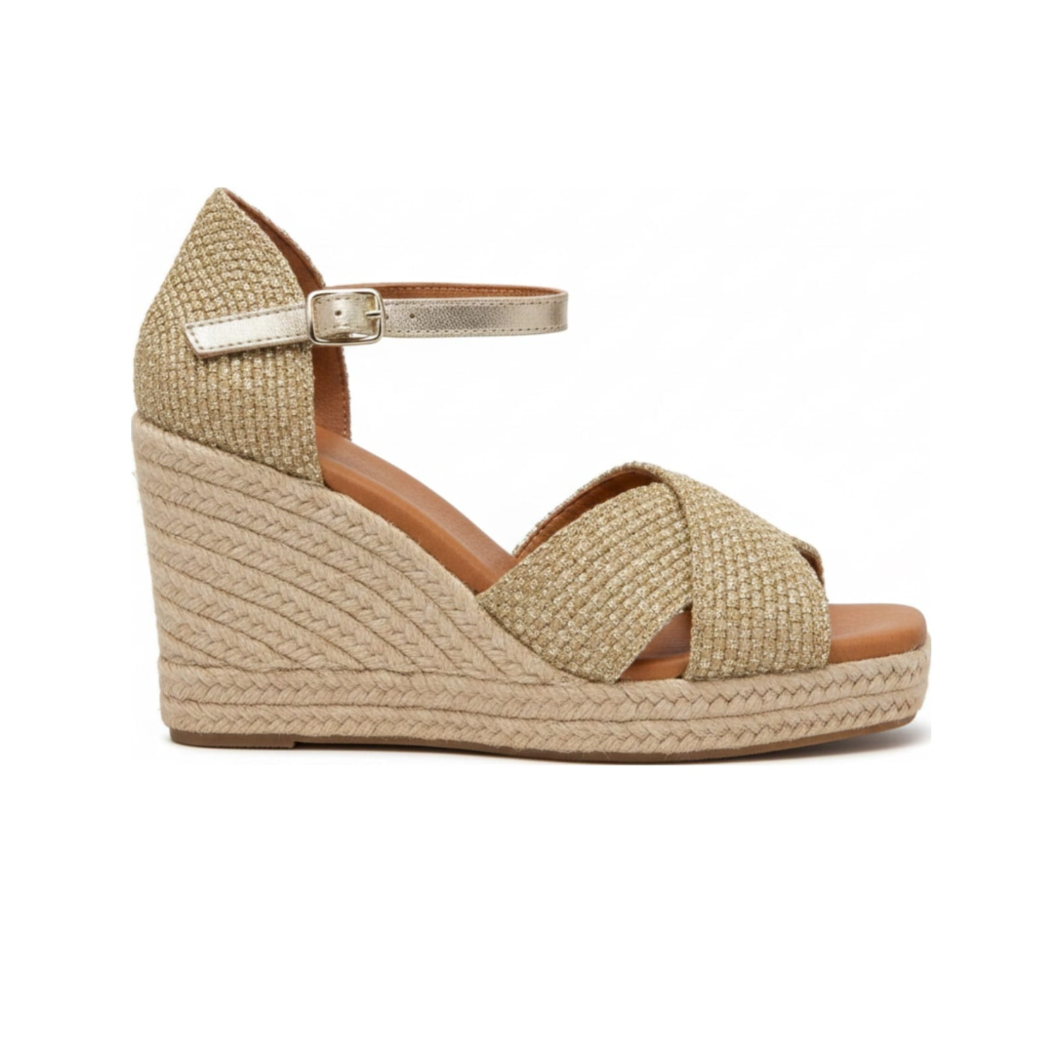 Jimena Mid Double Band Gold-Linen - Glamourous Grace