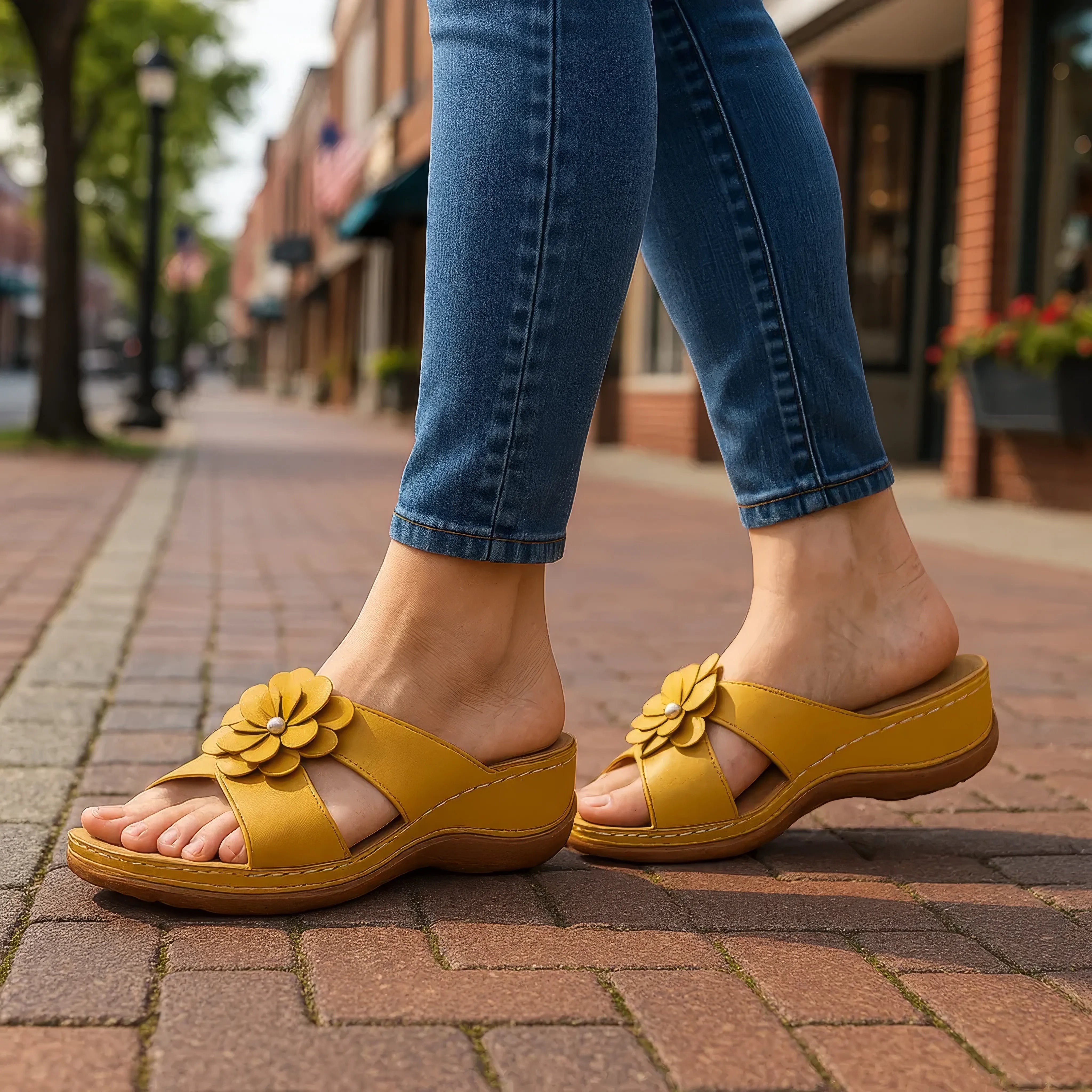 Women's Joy Coral Flower Flat Sandals - Glamourous Grace