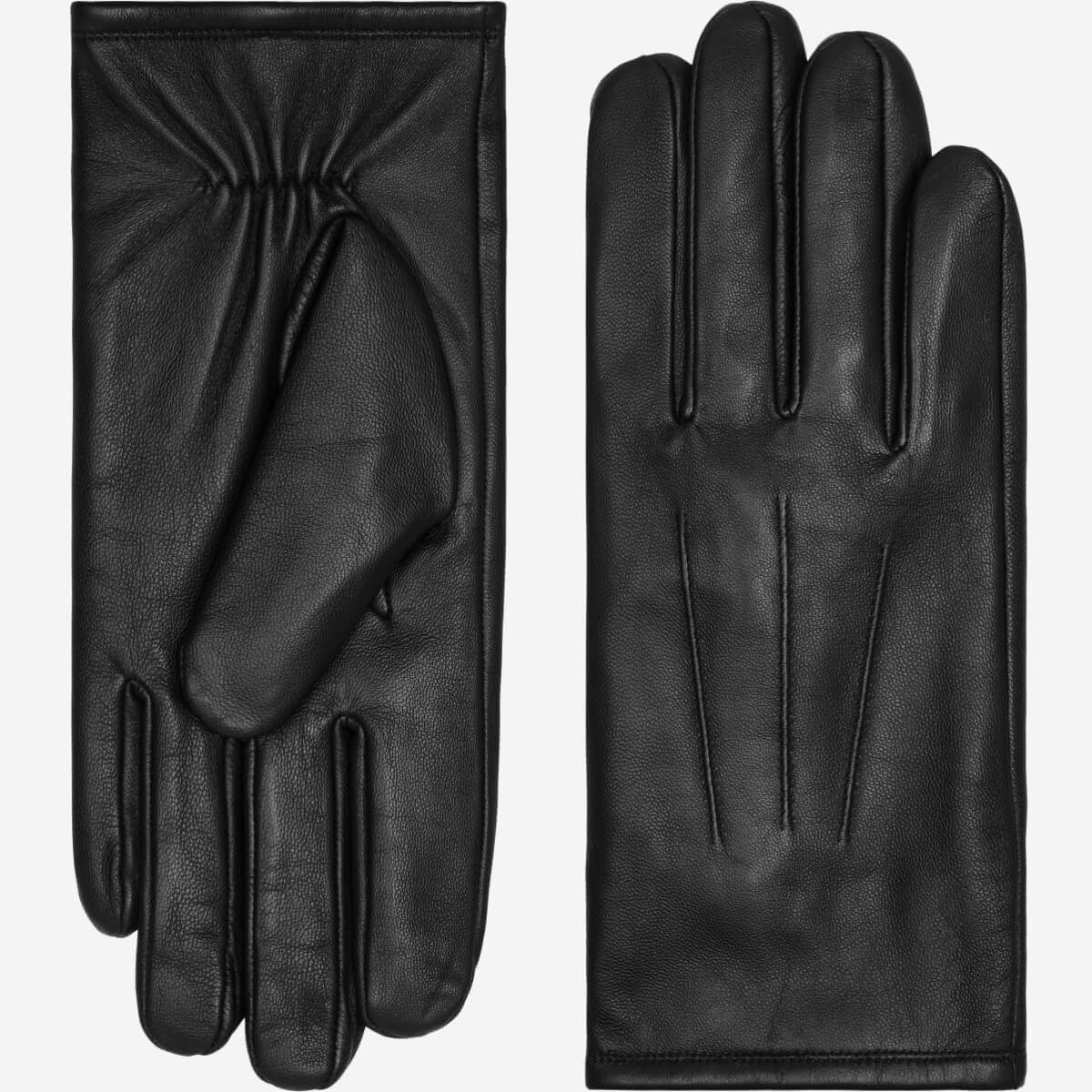 Julian (black) - Classic sheepskin leather gloves with warm fleece lining and touchscreen feature - Glamourous Grace