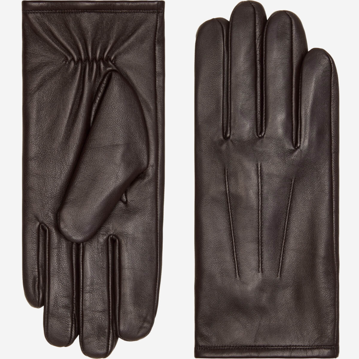 Julian (dark brown) - Classic sheepskin leather gloves with warm fleece lining and touchscreen feature - Glamourous Grace