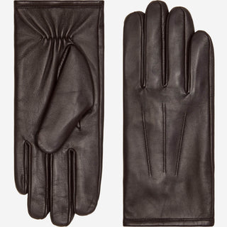 Julian (dark brown) - Classic sheepskin leather gloves with warm fleece lining and touchscreen feature - Glamourous Grace