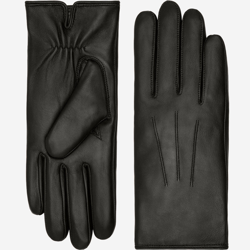 Julietta (black) - Lambskin leather gloves with plush rabbit fur lining and touchscreen feature - Glamourous Grace