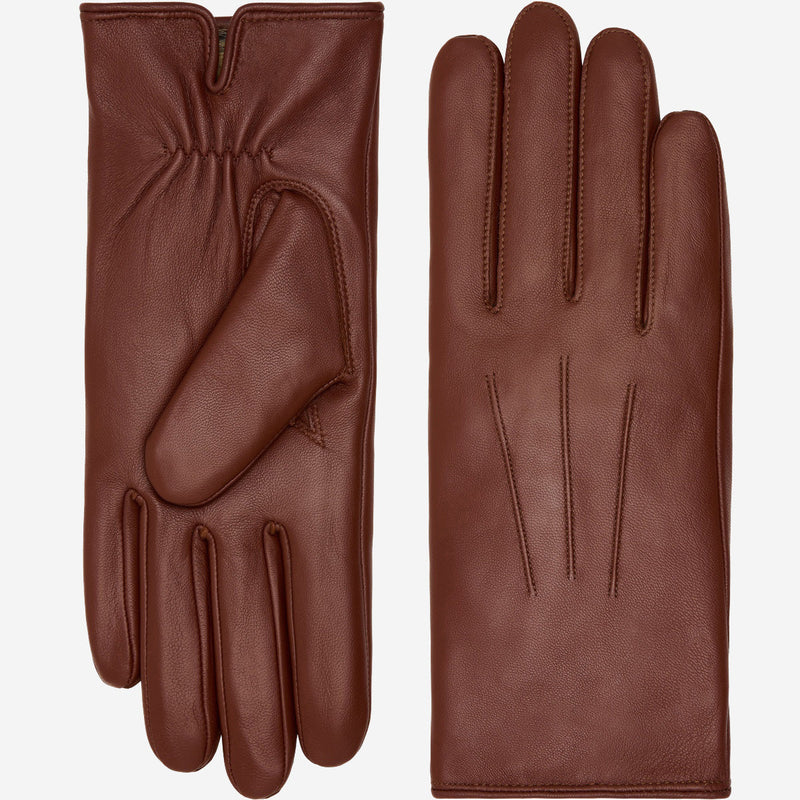 Julietta (brown) - Lambskin leather gloves with plush rabbit fur lining and touchscreen feature - Glamourous Grace