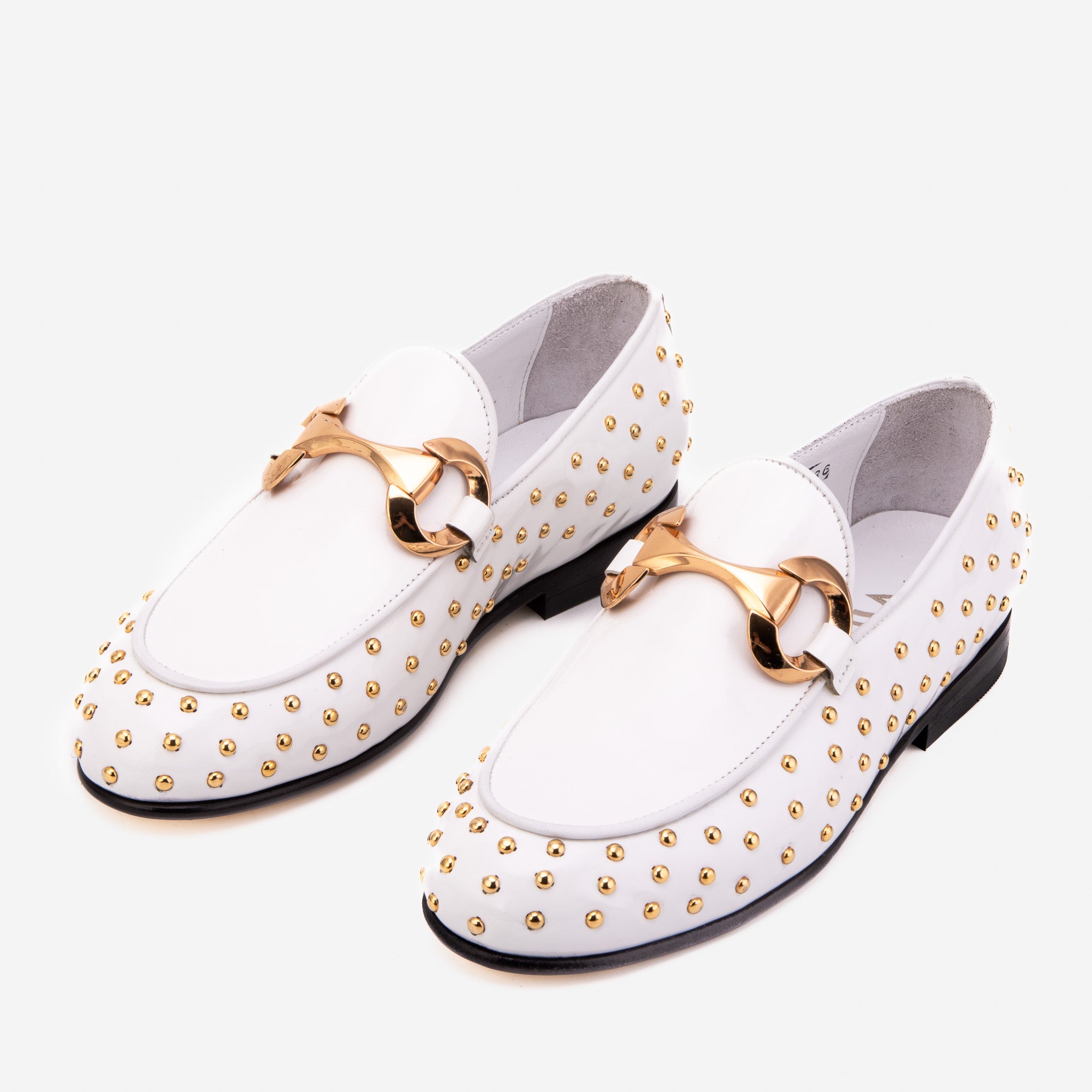 The Jupiter  Shoe White Spike Leather  Bit Dress Loafer Limited Edition Women  Shoe - Glamourous Grace
