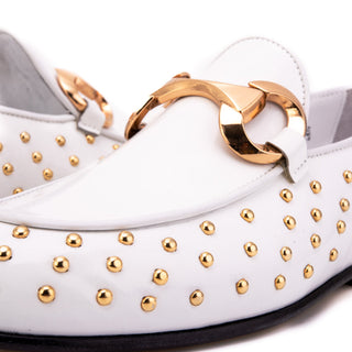 The Jupiter  Shoe White Spike Leather  Bit Dress Loafer Limited Edition Women  Shoe - Glamourous Grace
