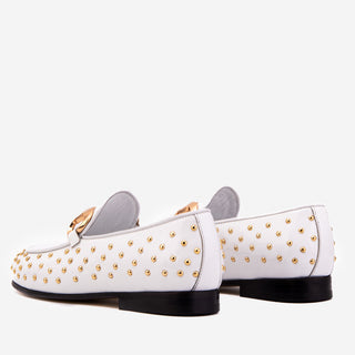 The Jupiter  Shoe White Spike Leather  Bit Dress Loafer Limited Edition Women  Shoe - Glamourous Grace