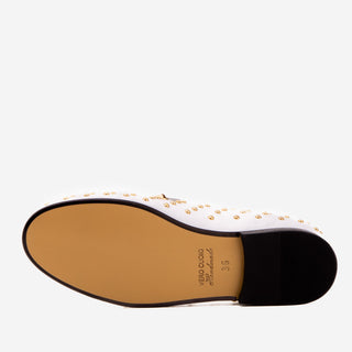 The Jupiter  Shoe White Spike Leather  Bit Dress Loafer Limited Edition Women  Shoe - Glamourous Grace
