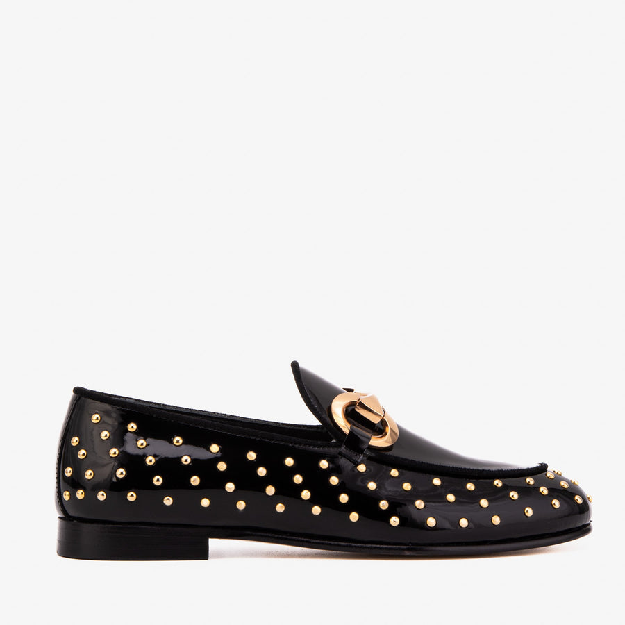 The Jupiter  Shoe Black Spike Leather  Bit Dress Loafer Limited Edition Women  Shoe - Glamourous Grace