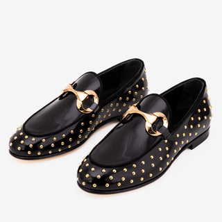 The Jupiter  Shoe Black Spike Leather  Bit Dress Loafer Limited Edition Women  Shoe - Glamourous Grace