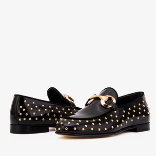 The Jupiter  Shoe Black Spike Leather  Bit Dress Loafer Limited Edition Women  Shoe - Glamourous Grace