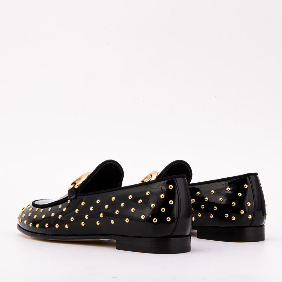 The Jupiter  Shoe Black Spike Leather  Bit Dress Loafer Limited Edition Women  Shoe - Glamourous Grace