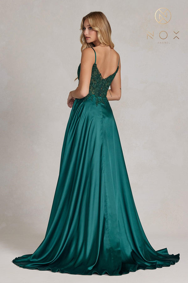 Nox Anabel K1121 Floor Length A-line Formal Gown with Pockets - Glamourous Grace