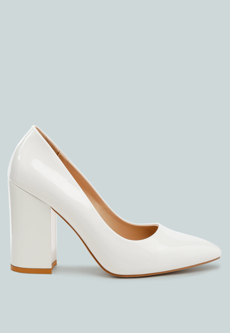 Kamira Patent Block Heeled Pumps - Glamourous Grace