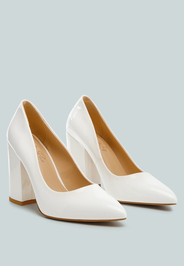 Kamira Patent Block Heeled Pumps - Glamourous Grace