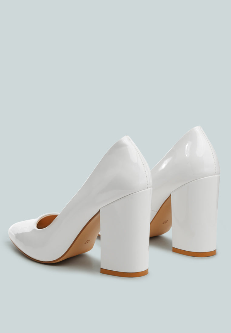 Kamira Patent Block Heeled Pumps - Glamourous Grace