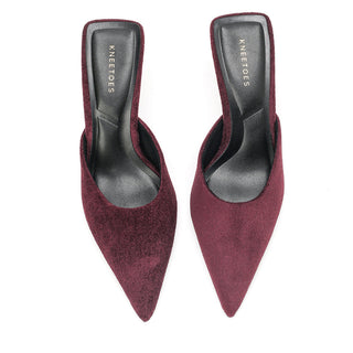 Luna - Maroon Velvet Mules