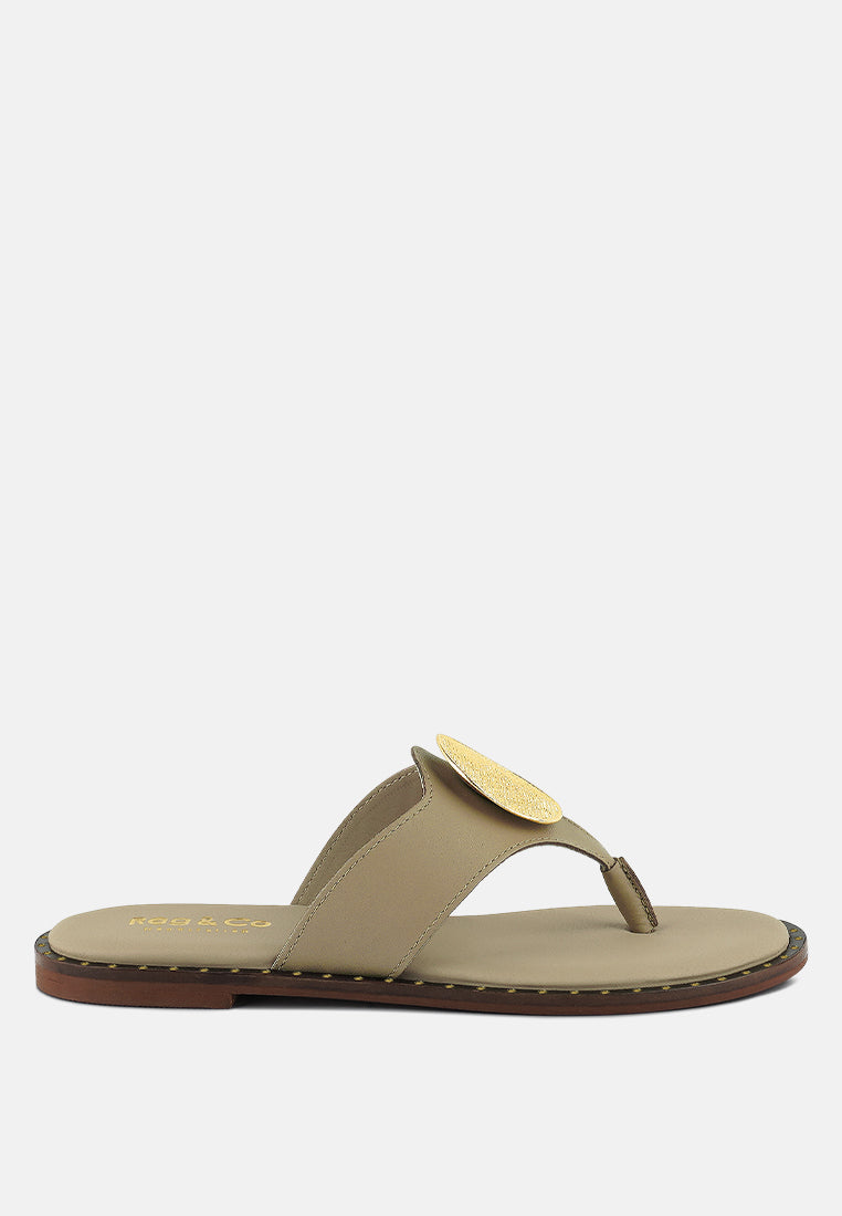 Kathleen Buckle Embellished Slip On Thong Sandals - Glamourous Grace