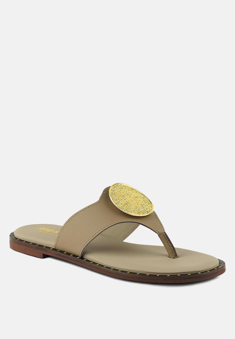 Kathleen Buckle Embellished Slip On Thong Sandals - Glamourous Grace