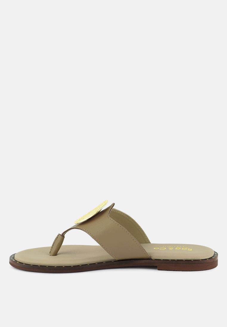 Kathleen Buckle Embellished Slip On Thong Sandals - Glamourous Grace
